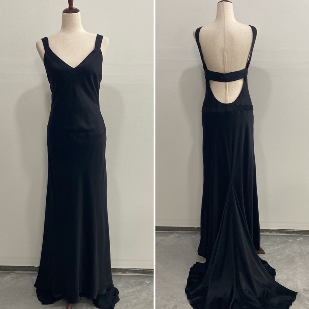 Vintage Dina Bar-El Stunning Silk Maxi Dress Prom/Black Tie/Evening Gown Large